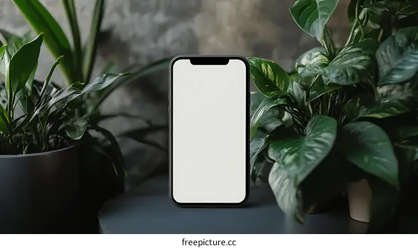 Modern Smartphone Mockup with Green Plants