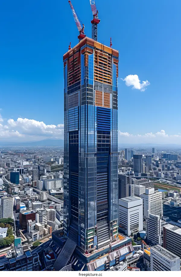 Construction of Modern Skyscraper in Japan