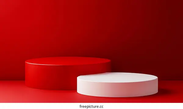 Red and White Cylindrical Display Pod