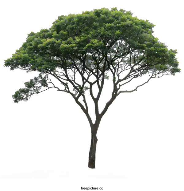 [Transparent Background PNG]Green Tree with Lush Foliage Isolated on White Background