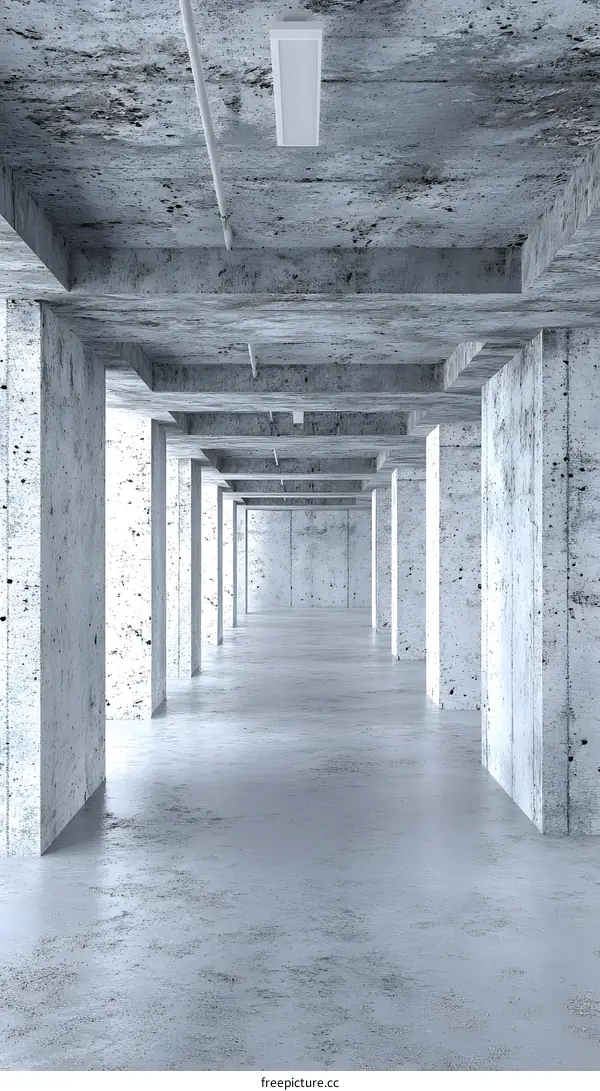 Concrete Hallway With Light Fixture