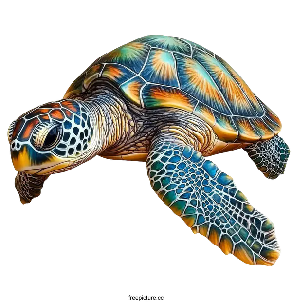 [Transparent Background PNG]Colorful Sea Turtle Illustration