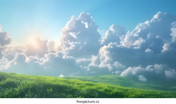 The vast grassland under the blue sky