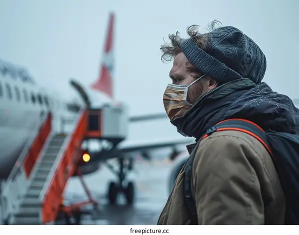 A Man Wearing a Mask at the Airport