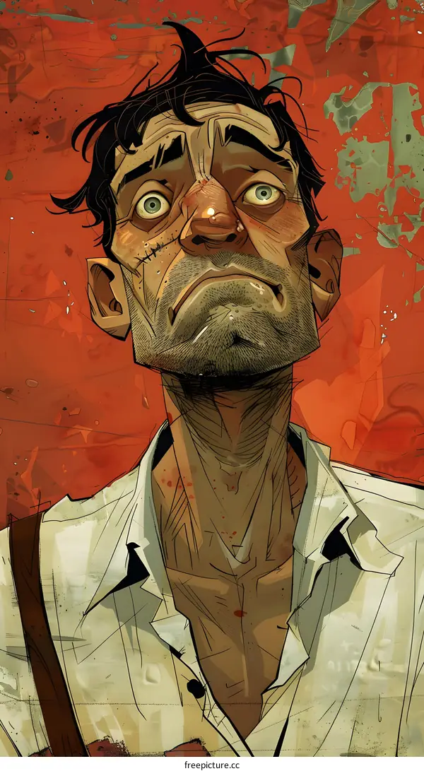 portrait of a man with scars on his face