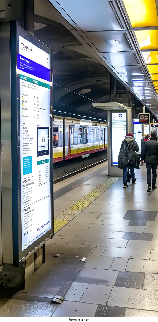 Subway Station Platform With Passengers Waiting For Train