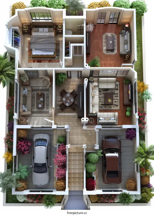 Modern House Floor Plan Design Illustration