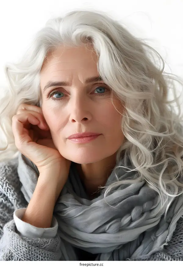 portrait of a beautiful elderly woman with gray hair