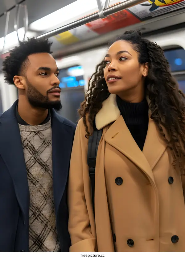 Couple Talking On Public Transportation