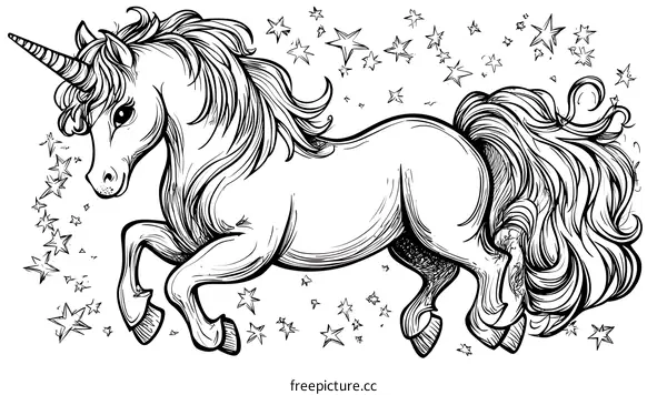 Magical Unicorn Illustration with Stars