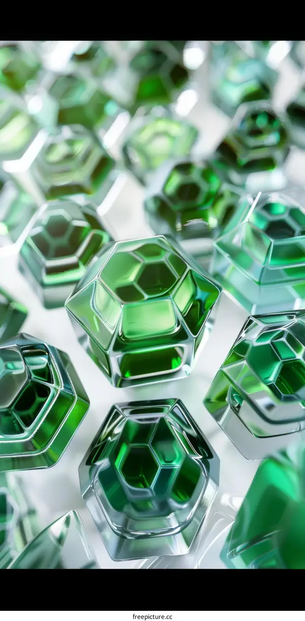 Hexagonal Pattern of Green Gemstones