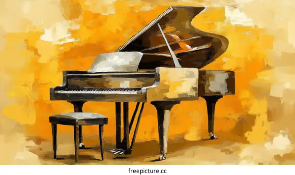 Colorful Artistic Piano in Yellow Room