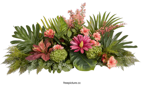 [Transparent Background PNG]Tropical Flowers Arrangement with White Background