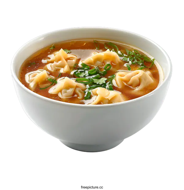 [Transparent Background PNG]Wonton soup in white bowl