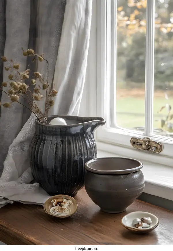 Ceramic Pottery Windowsill Still Life
