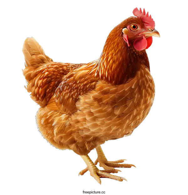 [Transparent Background PNG]A brown hen with red comb and wattle