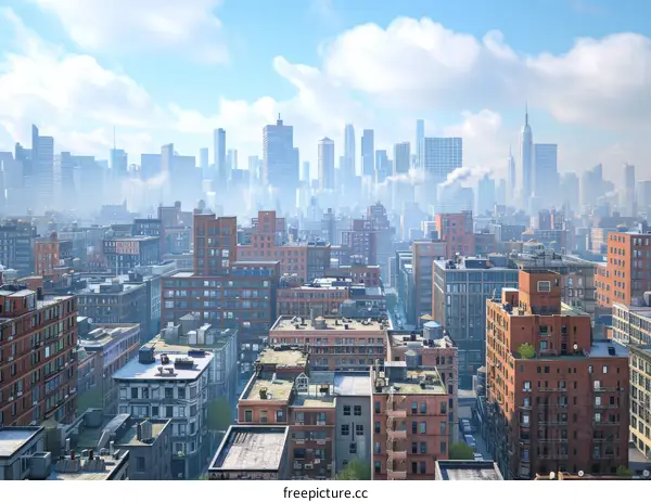 Urban Skyline View of a City with Buildings and Skyscrapers