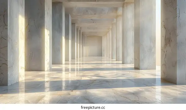 Marble Corridor: Futuristic Sci-Fi Interior