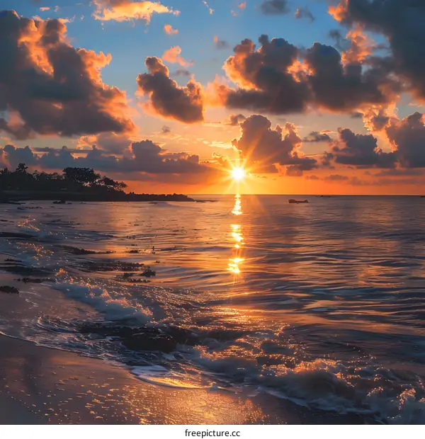 Golden Hour Sunrise Over the Ocean