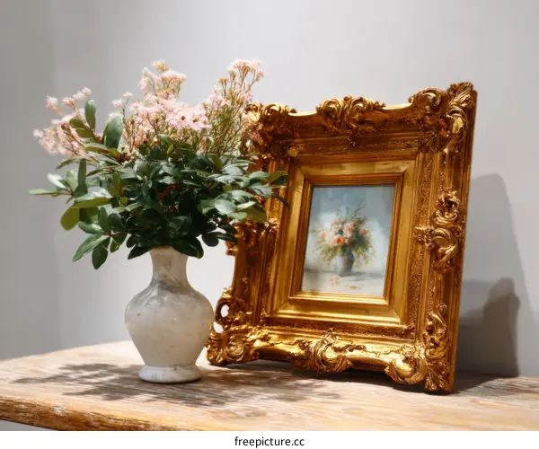 Elegant Floral Arrangement and Artwork