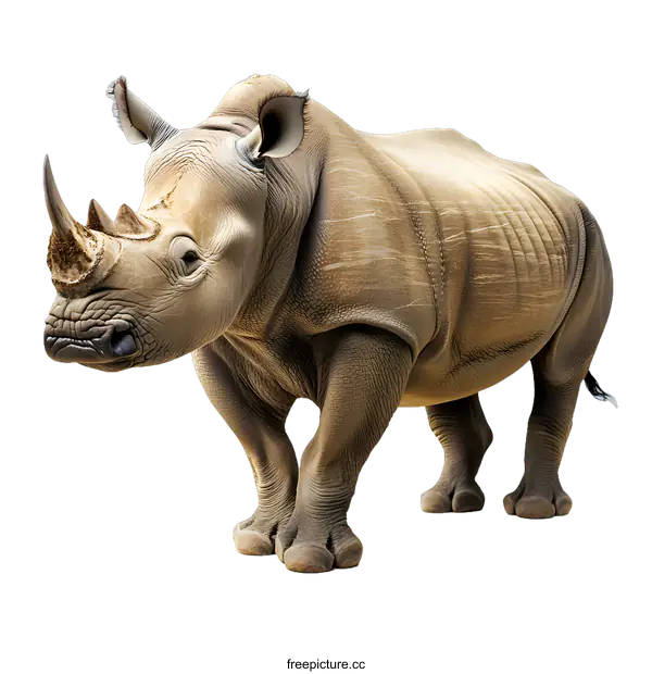 [Transparent Background PNG]White Rhinoceros Standing On White Background