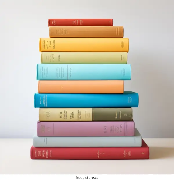 A stack of multicolored books