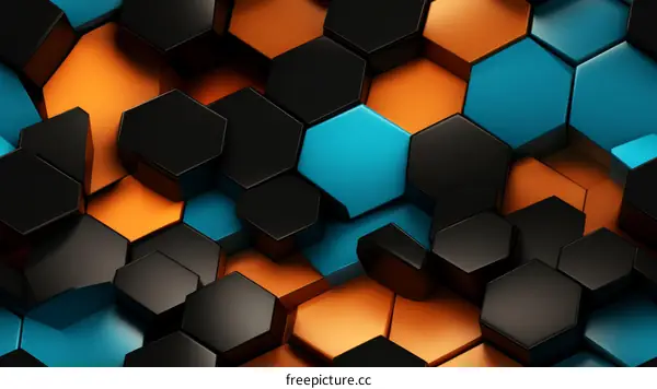Black Orange Blue Hexagons