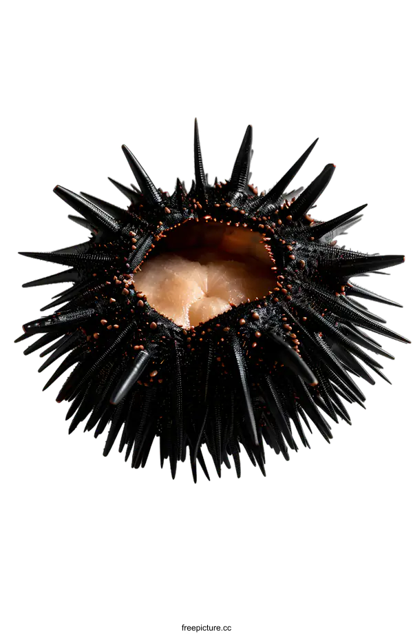 [Transparent Background PNG]Black Sea Urchin on White Background