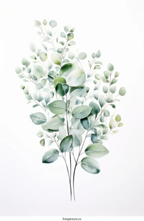 Watercolor Eucalyptus Leaves Painting