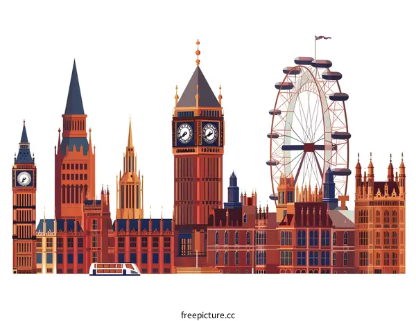Iconic London Skyline with Big Ben and London Eye