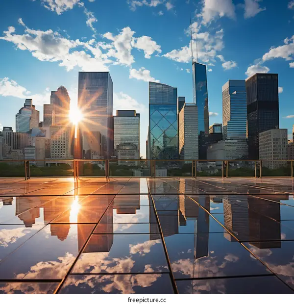 New York City Skyline with Reflecting Pool