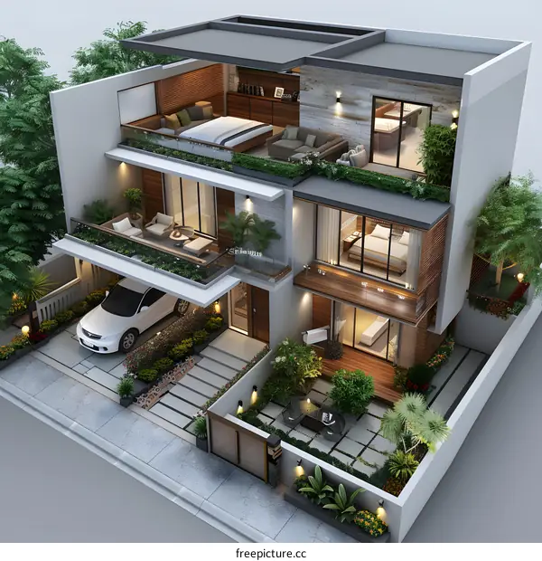3D rendering of a modern house
