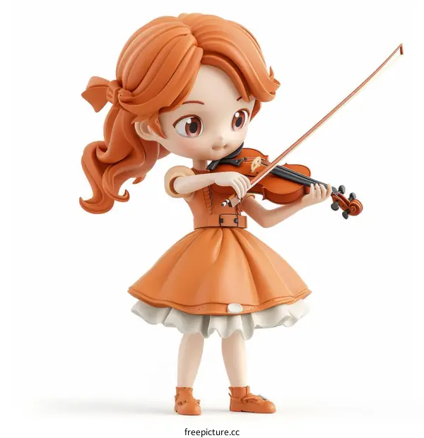 3D illustration of a girl playing the violin
