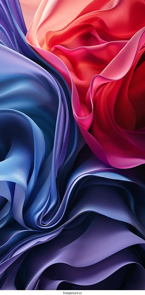 Abstract Red Blue and Purple Fabric Swirls