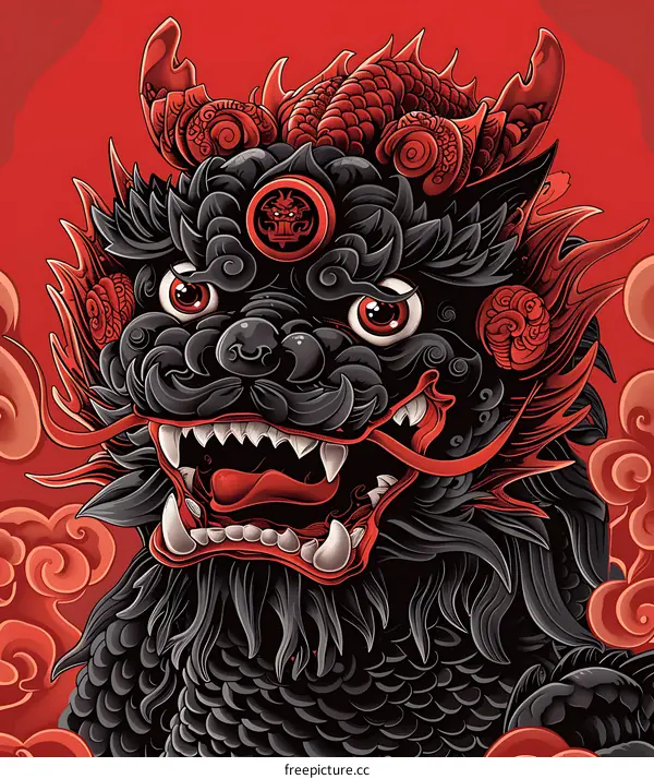Black and Red Dragon Illustration