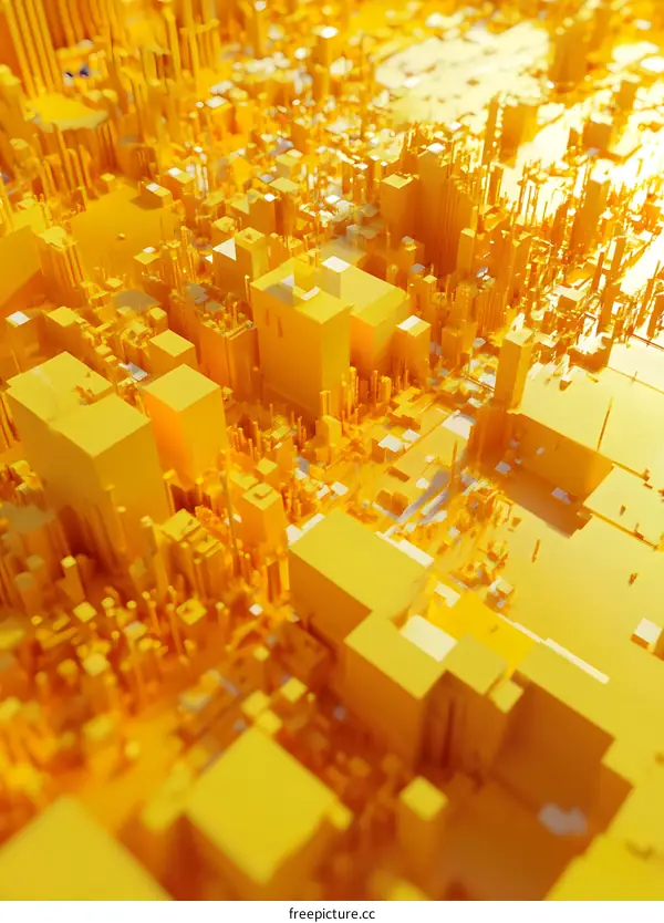 Abstract Yellow Cityscape Digital Art