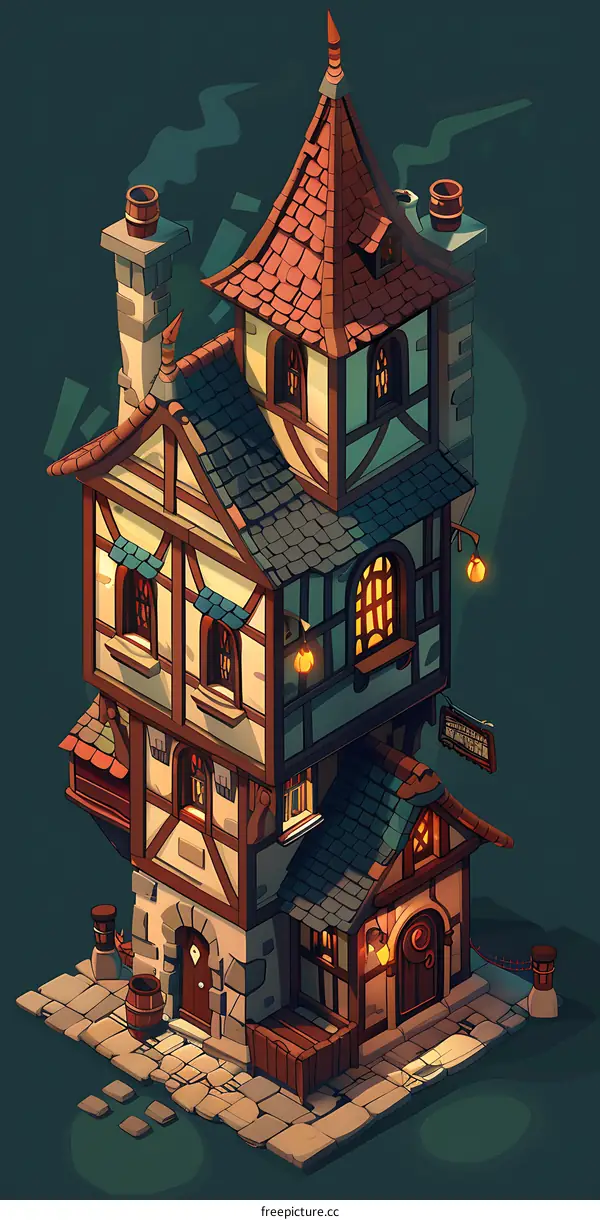 Fantasy Style Cartoon Building Illustration