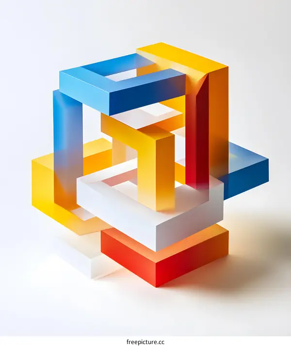 Abstract Colorful Geometric Shapes in 3D