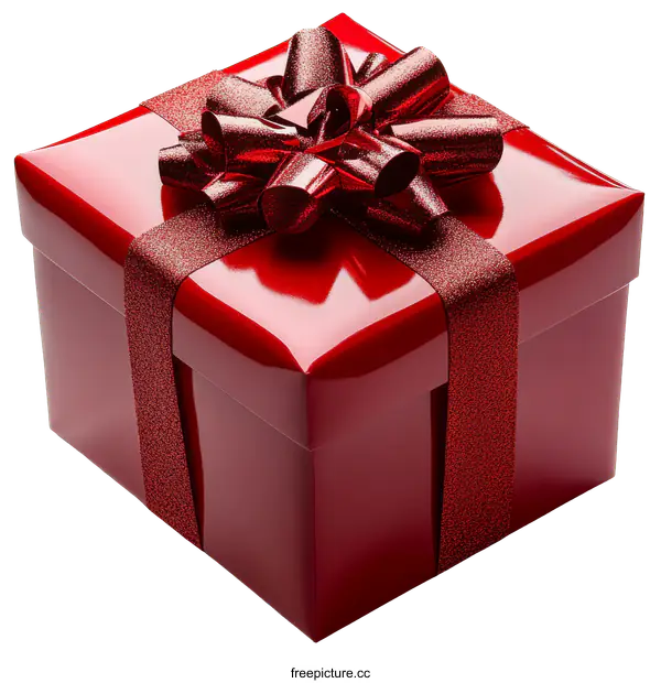 [Transparent Background PNG]Red Gift Box with Festive Bow