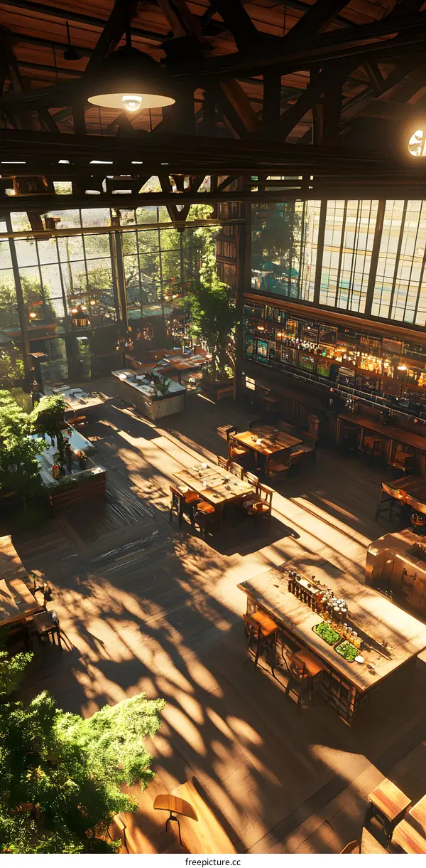 Wooden Beams And Sunlight Interior Design Cafe