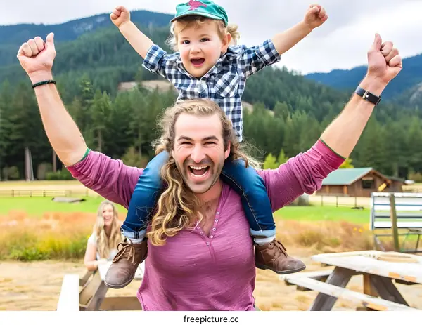 Happy Family Having Fun Outdoors In Nature