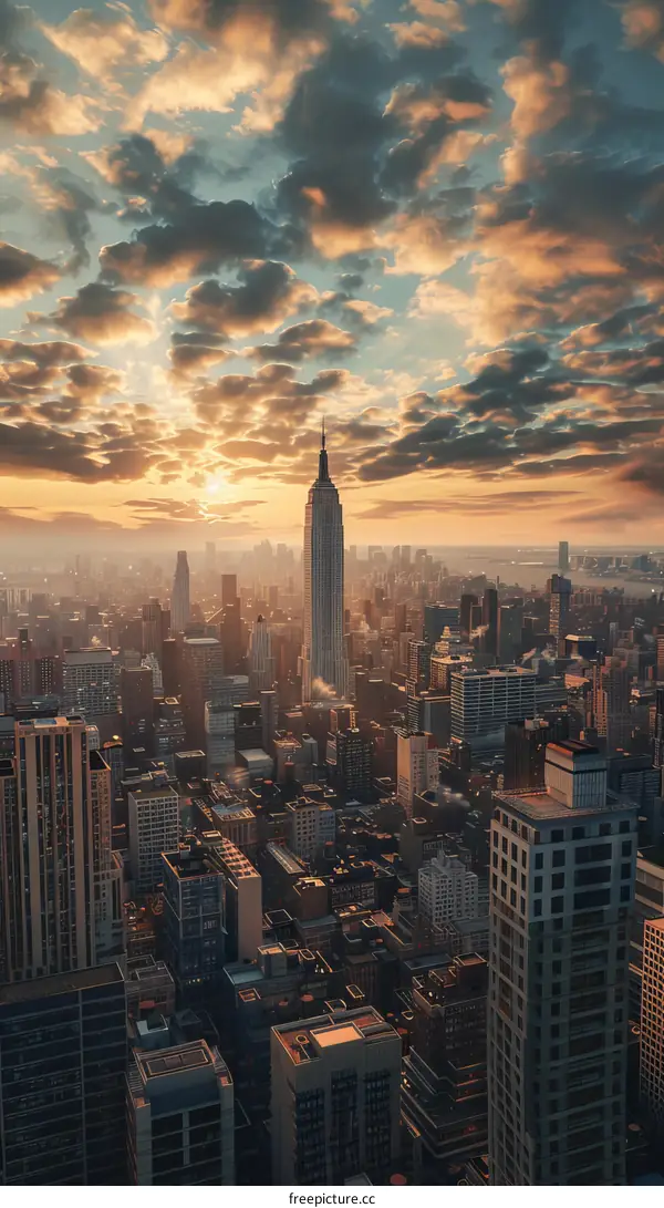 New York City skyline at sunset