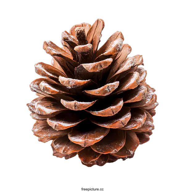 [Transparent Background PNG]Brown Pine Cone With White Powder On White Background