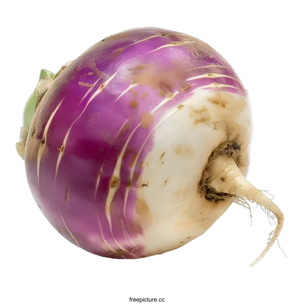 [Transparent Background PNG]Fresh Purple and White Turnip Isolated on White Background