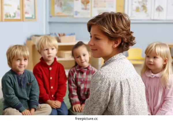 Preschool Children in a Circle with Teacher