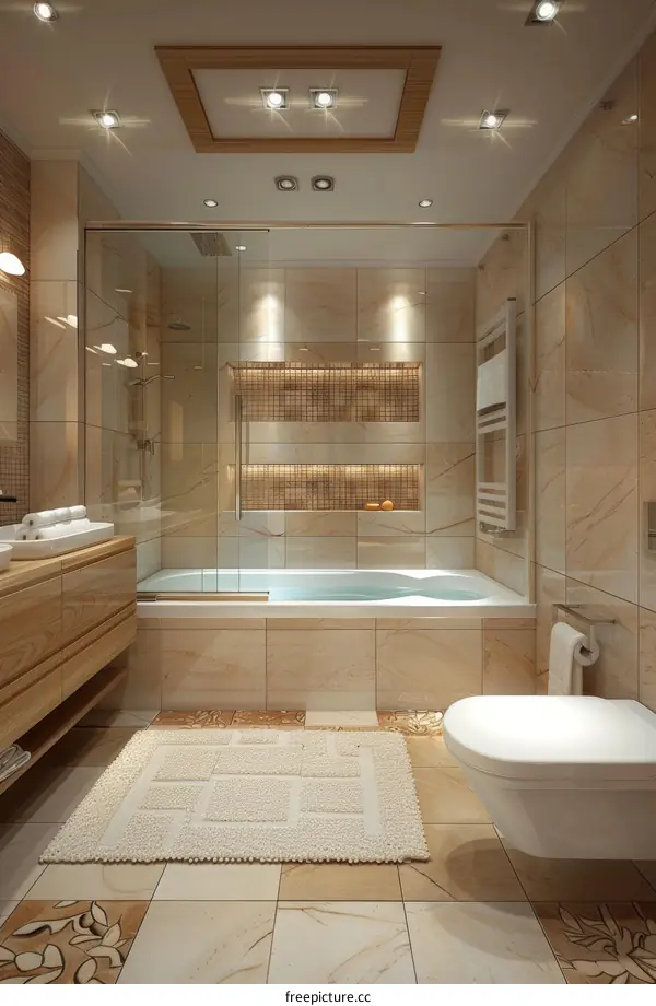 Modern Bathroom with Included Bathtub and Shower
