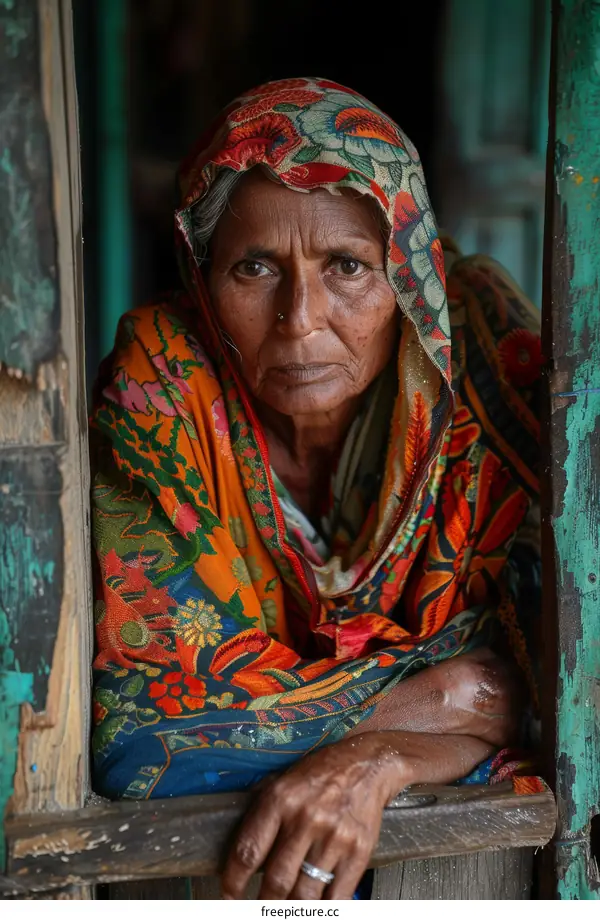 Portrait of a Senior Woman in Traditional Attire