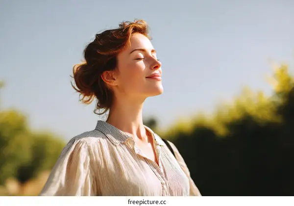 Woman enjoying nature outdoors