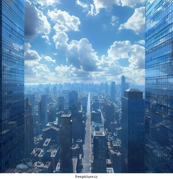 Cityscape Aerial View of Skyscrapers