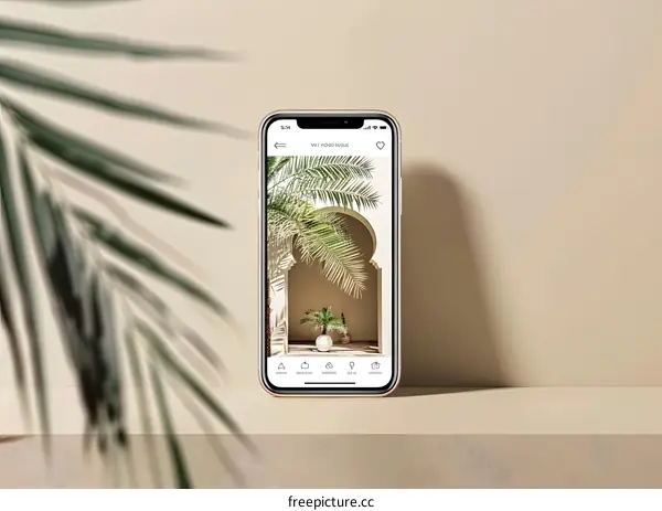 Smartphone Screen Showing Tropical Garden Image